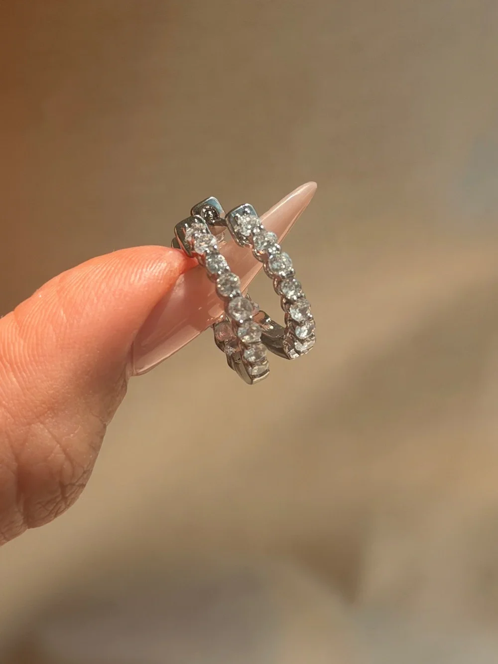 diamond hoop earrings - Picture 4 of 4